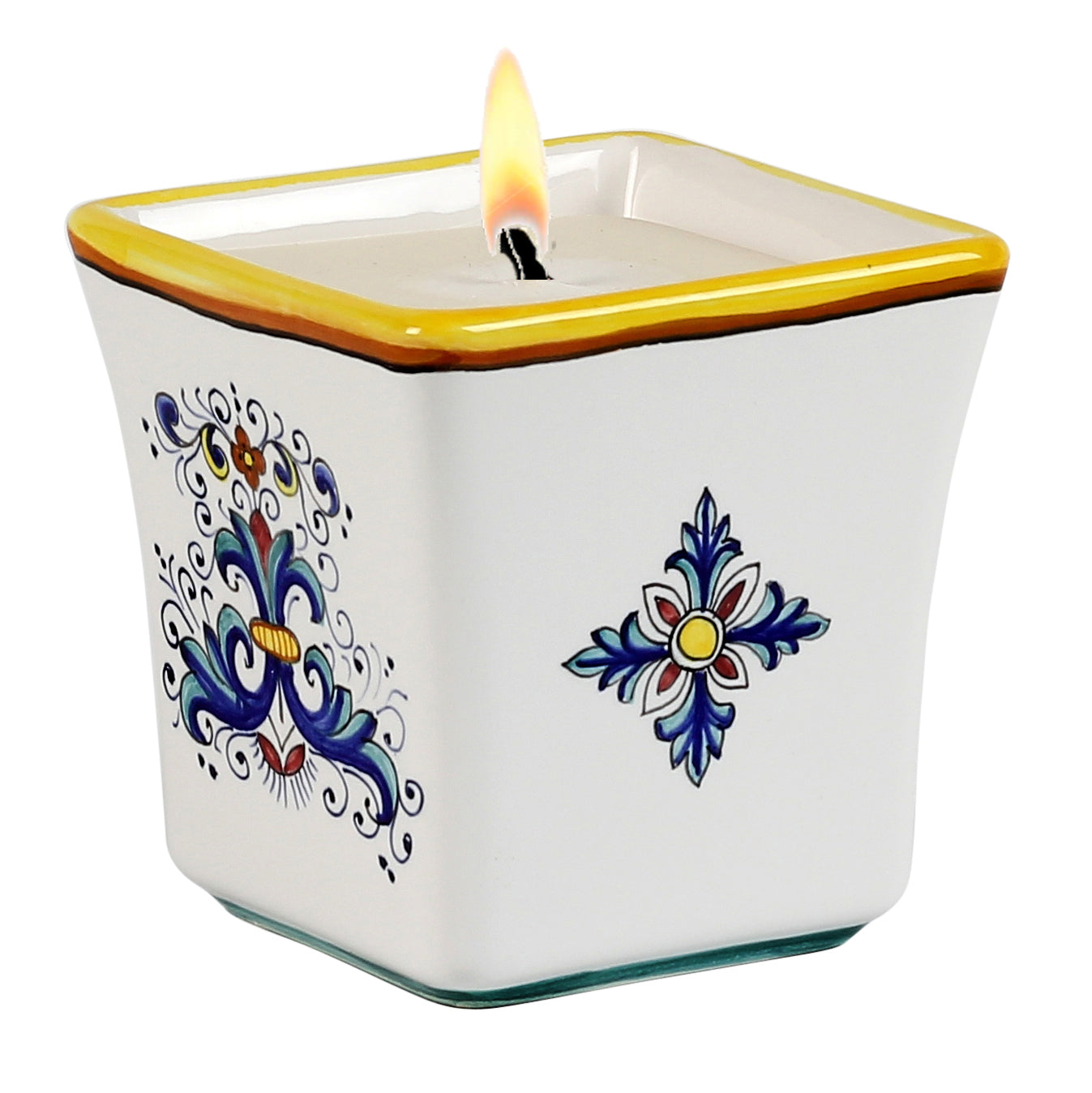 DERUTA CANDLES: Square Flared Candle Ricco Deruta Design - tops-selection.shop