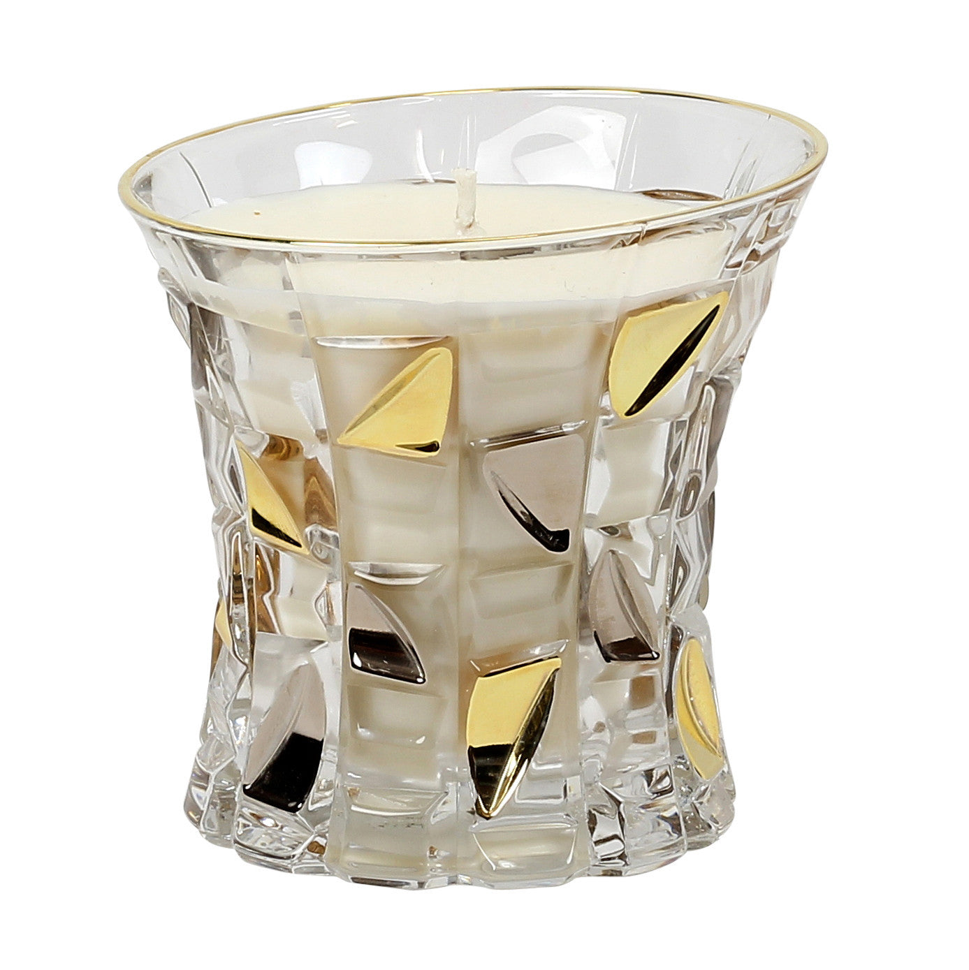 CRYSTAL CANDLES: Unscented soy candle in crystal cup GOLD and PLATINUM hand decorated. - tops-selection.shop