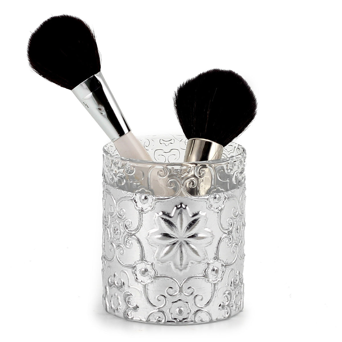 CRYSTAL CANDLES: Bass relief Design with Silver Leaf finish ~ (10 Oz) - tops-selection.shop