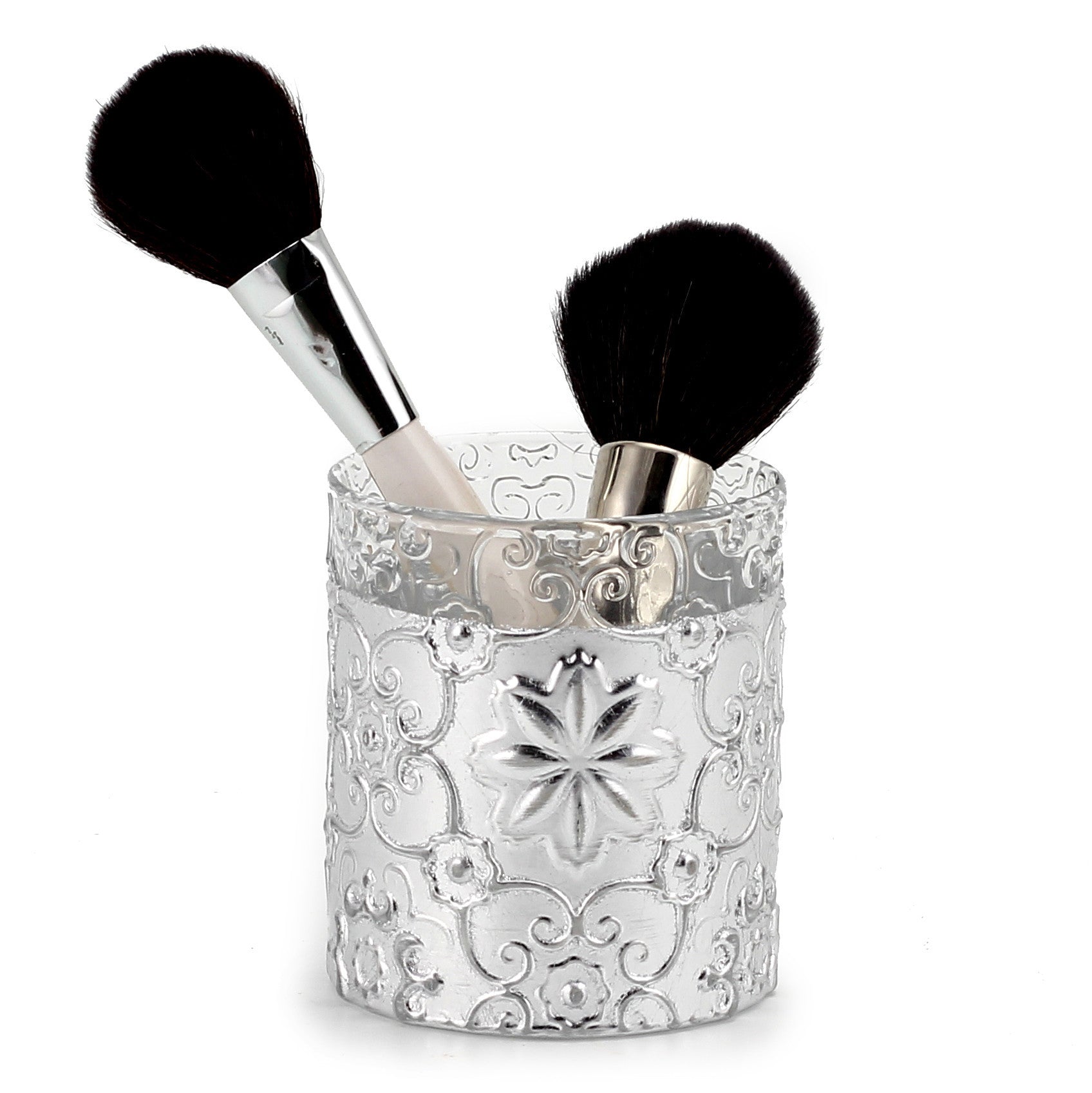 CRYSTAL CANDLES: Bass relief Design with Silver Leaf finish ~ (10 Oz) - tops-selection.shop