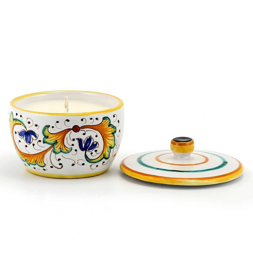 DERUTA CANDLES: Jar Candle with lid ~ Perugino Design - tops-selection.shop