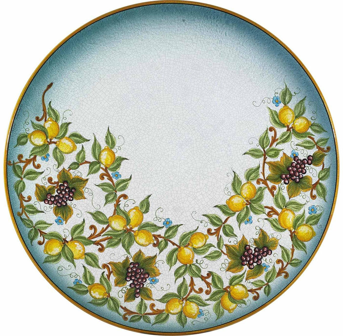 CERAMIC STONE TABLE + IRON BASE: CAPRI Design - Hand Painted in Deruta, Italy. - tops-selection.shop