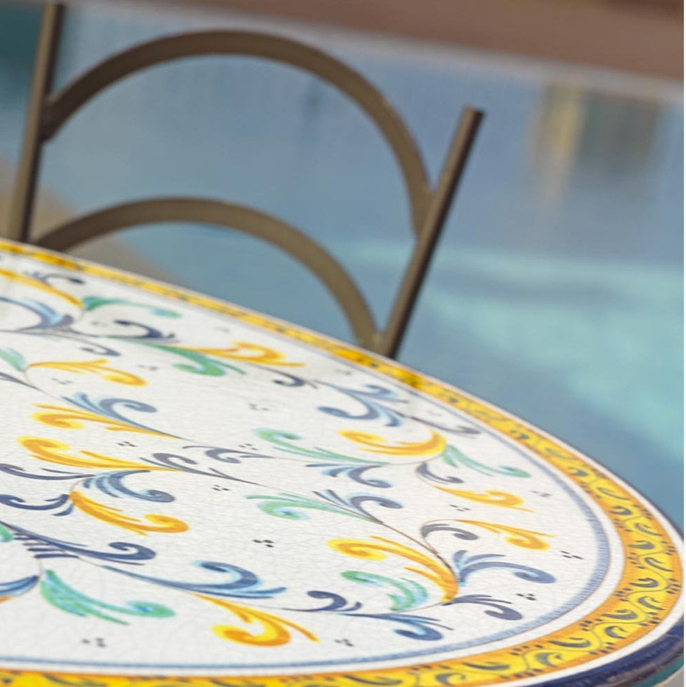 WROUGHT IRON CHAIR: Diana Design with ceramic stone seat - tops-selection.shop