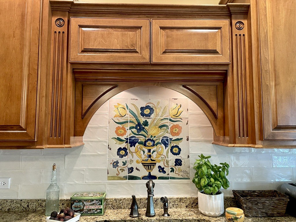 ANTICA DERUTA: WALL PANEL BACKSPLASH VASE OF FLOWER - tops-selection.shop