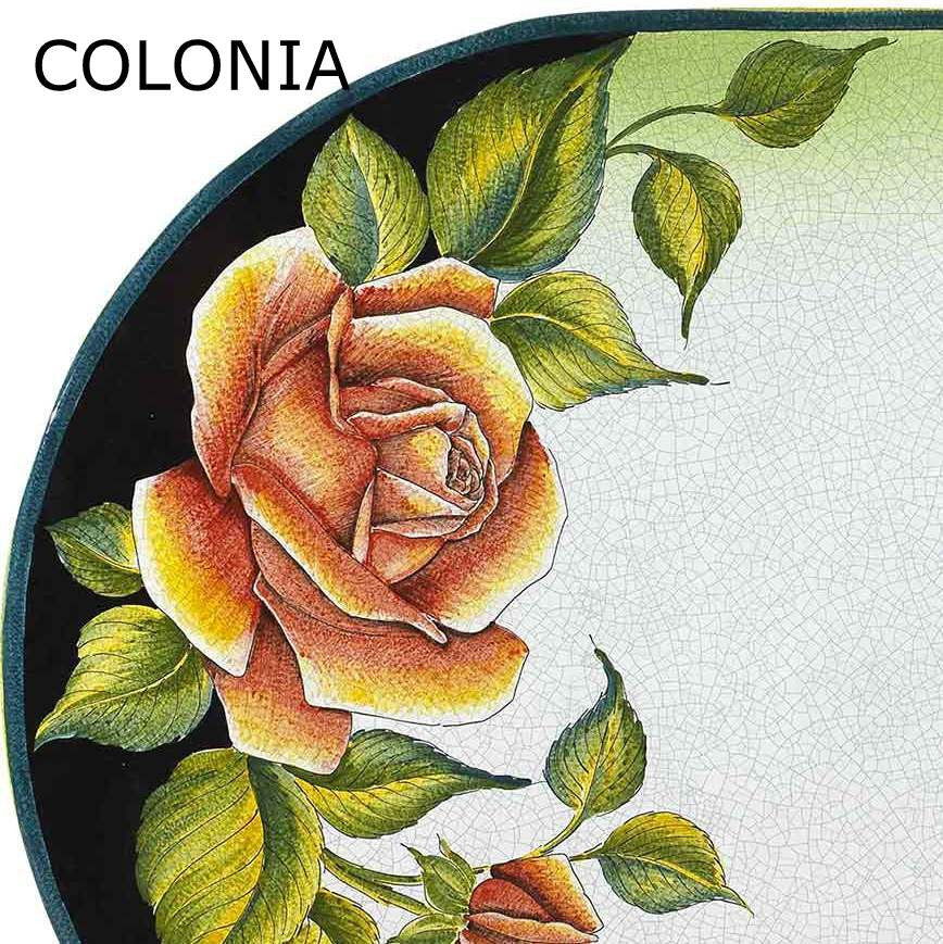 END SIDE TABLE SQUARE: Ceramic-Stone top on iron base (28" x 28" x 20" High.) in Deruta, Italy. - tops-selection.shop