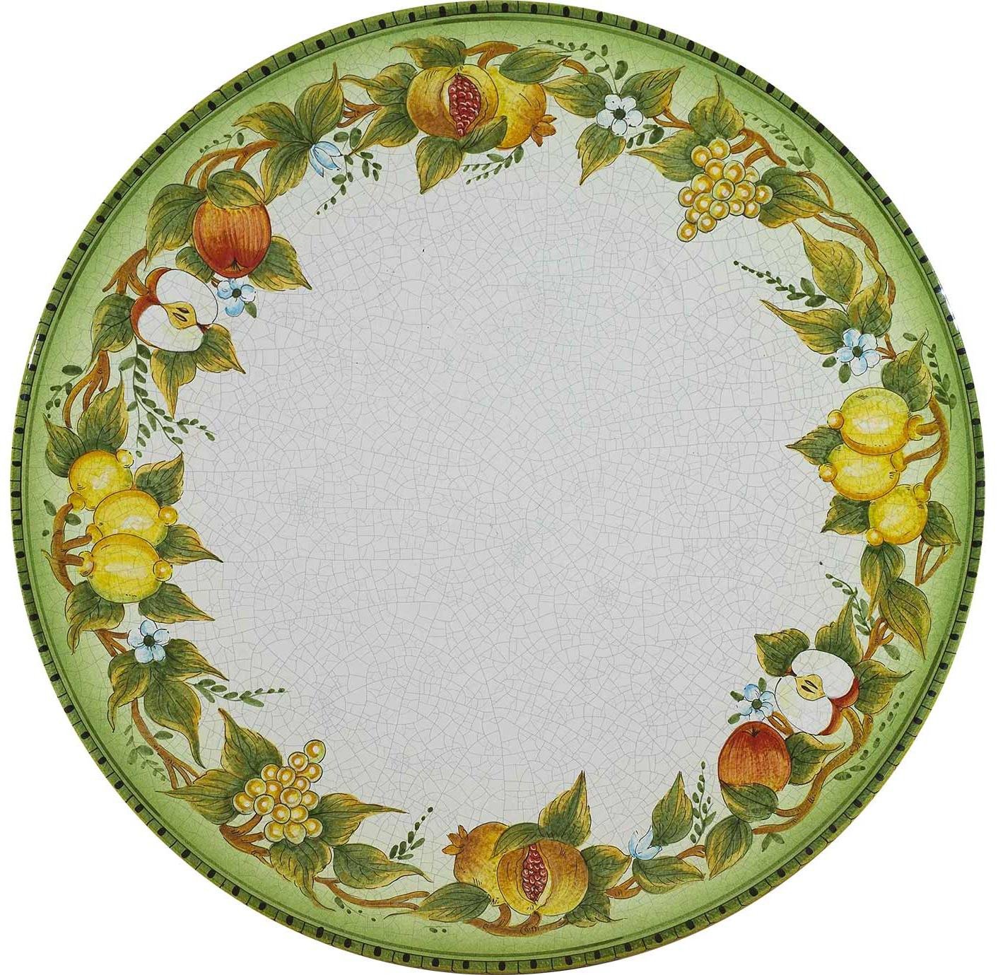 CERAMIC STONE TABLE + IRON BASE: CORTINA Design - Hand Painted in Deruta, Italy. - tops-selection.shop