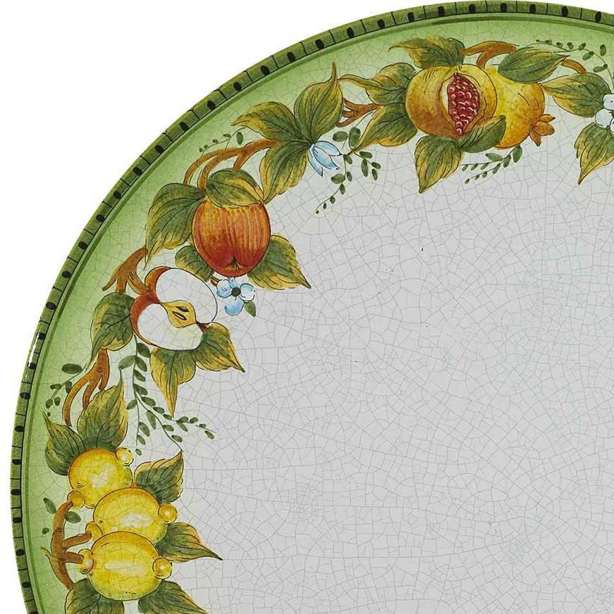 CERAMIC STONE TABLE + IRON BASE: CORTINA Design - Hand Painted in Deruta, Italy. - tops-selection.shop