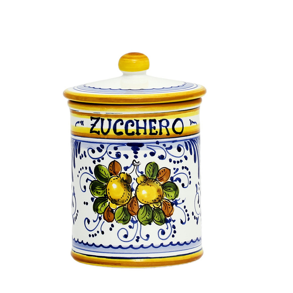 LIMONCINI: Tuscan Canister 'ZUCCHERO' (Sugar) lemon design - tops-selection.shop