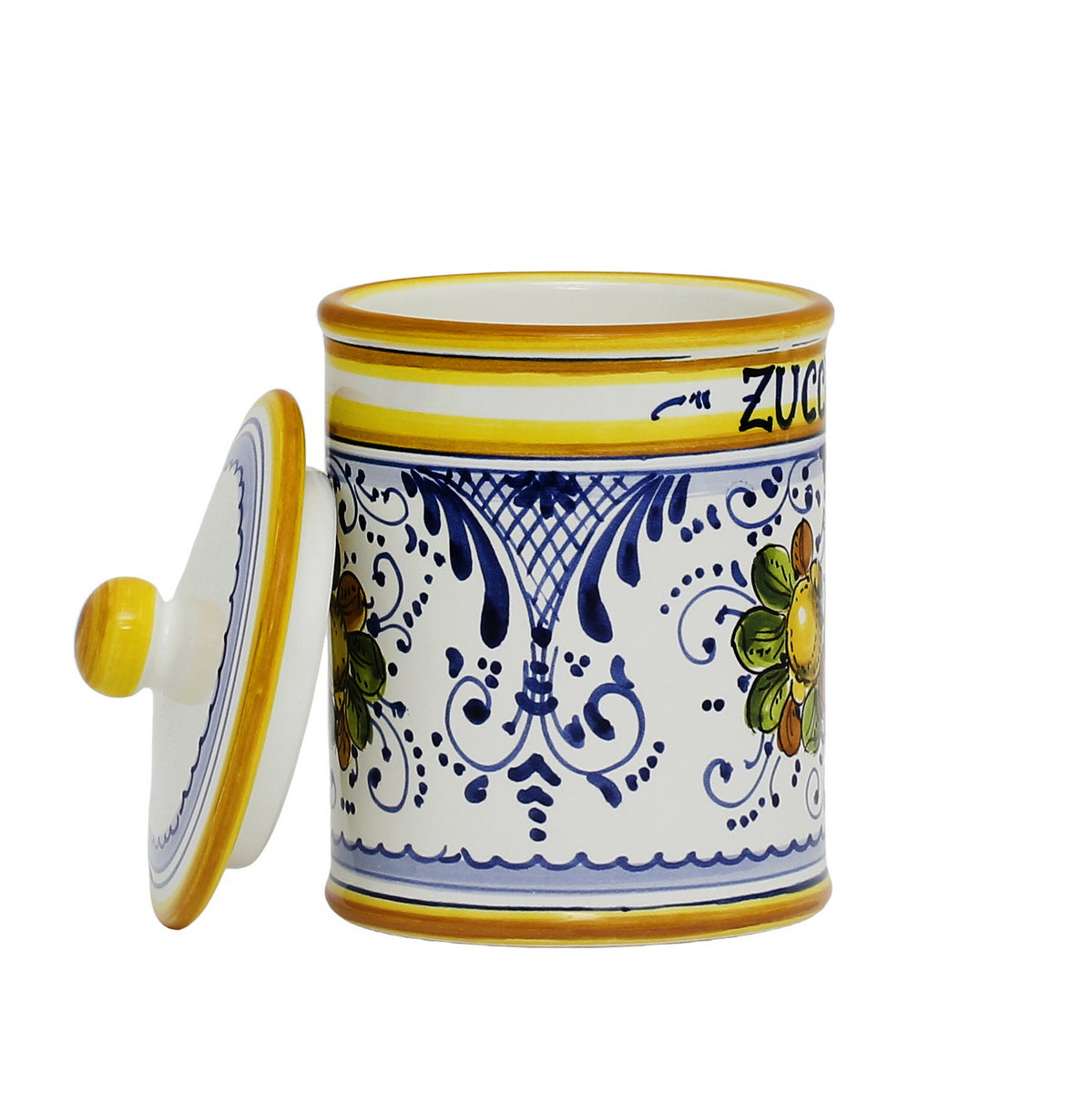 LIMONCINI: Tuscan Canister Set 'ZUCCHERO' & 'CAFFE' - Lemon design (Set of two as shown) - tops-selection.shop
