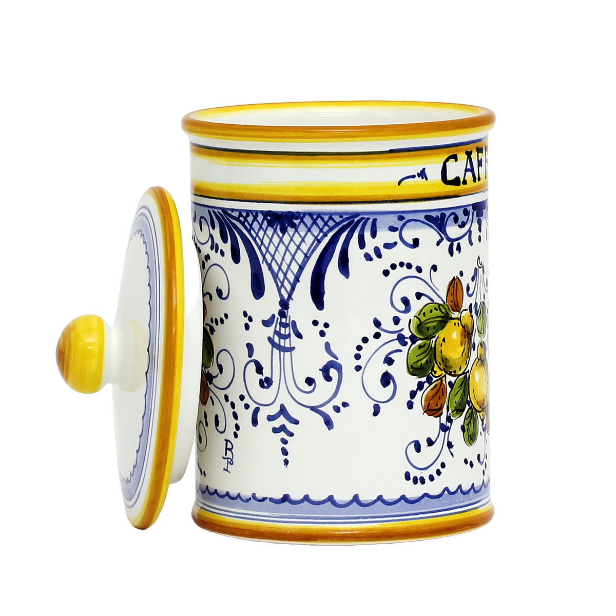 LIMONCINI: Tuscan Canister 'CAFFE' (Coffee) lemon design - tops-selection.shop