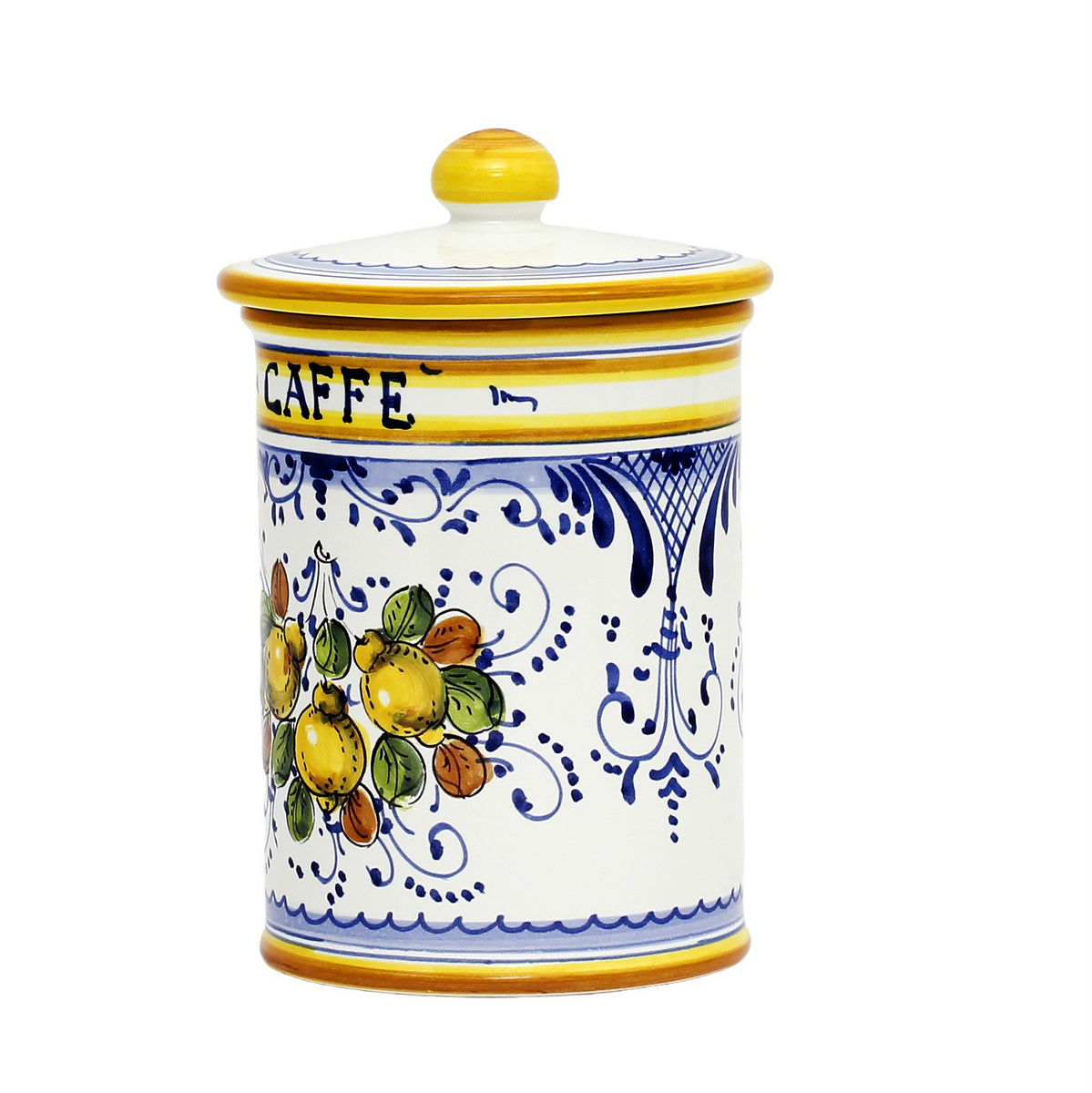 LIMONCINI: Tuscan Canister 'CAFFE' (Coffee) lemon design - tops-selection.shop