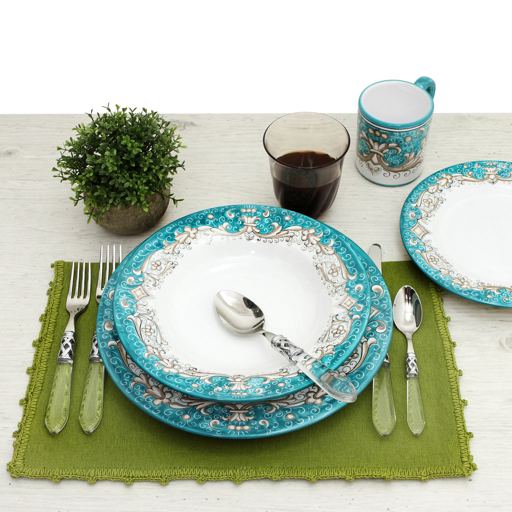 DERUTA COLORI: Dinner Plate - AQUA/TEAL - tops-selection.shop