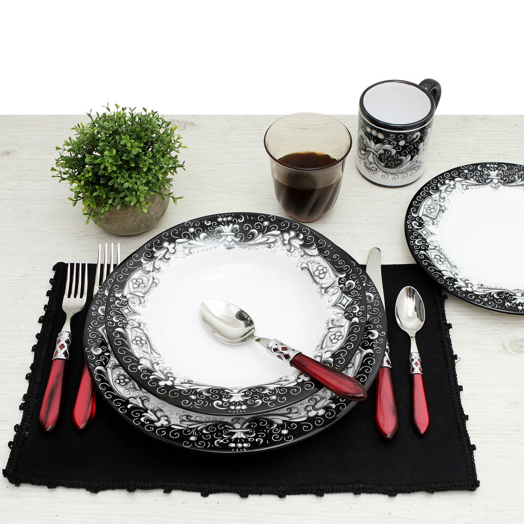 DERUTA COLORI: Dinner Plate - BLACK/GRAY - tops-selection.shop