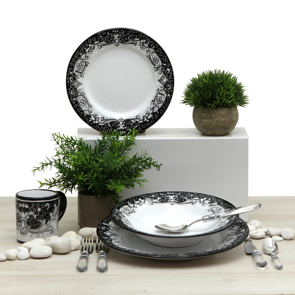 DERUTA COLORI: Dinner Plate - BLACK/GRAY - tops-selection.shop