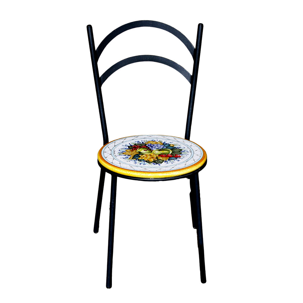 WROUGHT IRON CHAIR: Diana Design with ceramic stone seat - tops-selection.shop