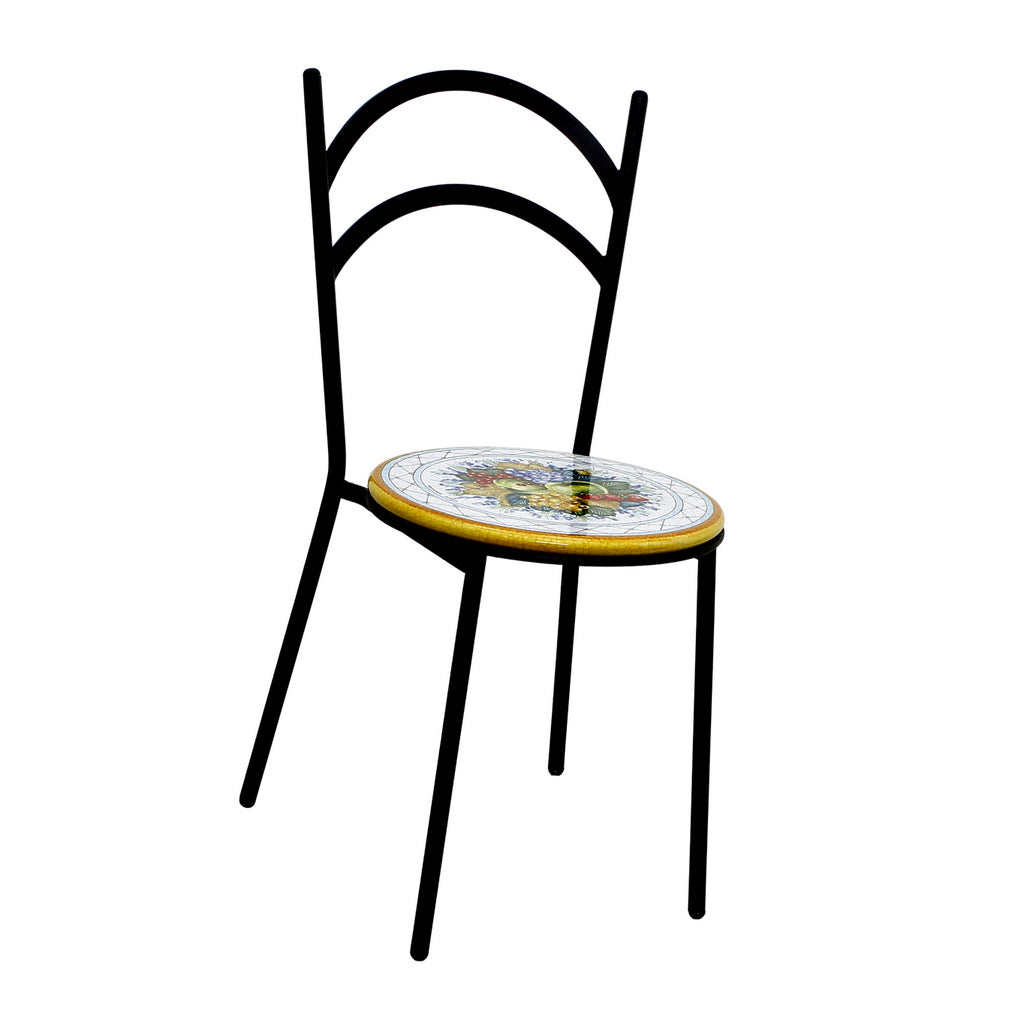 WROUGHT IRON CHAIR: Diana Design with ceramic stone seat - tops-selection.shop