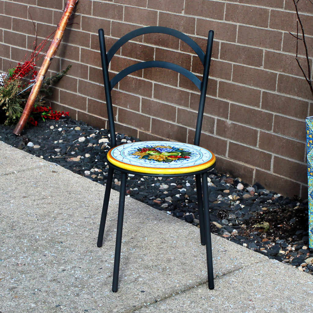 WROUGHT IRON CHAIR: Diana Design with ceramic stone seat - tops-selection.shop