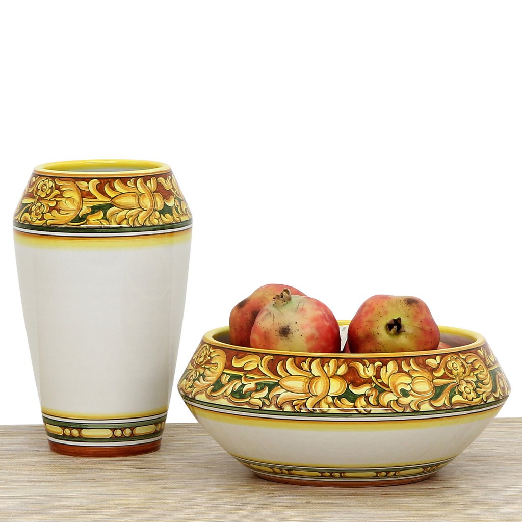 DERUTA BELLA: Fruit Bowl Centerpiece - Old Orange Design - (Premium Masterpiece by Francesca Niccacci) - tops-selection.shop