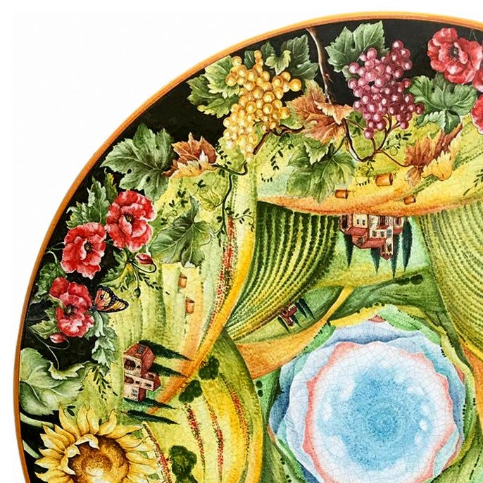 CERAMIC STONE TABLE + IRON BASE: FIRENZE Design^ - Hand Painted - tops-selection.shop