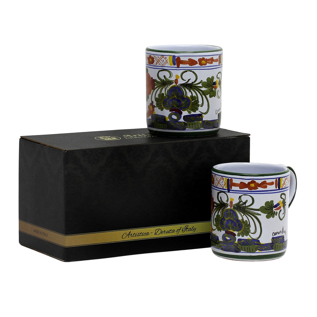 GIFT BOX: With two Deruta Mugs - FAENZA CARNATION Design - tops-selection.shop