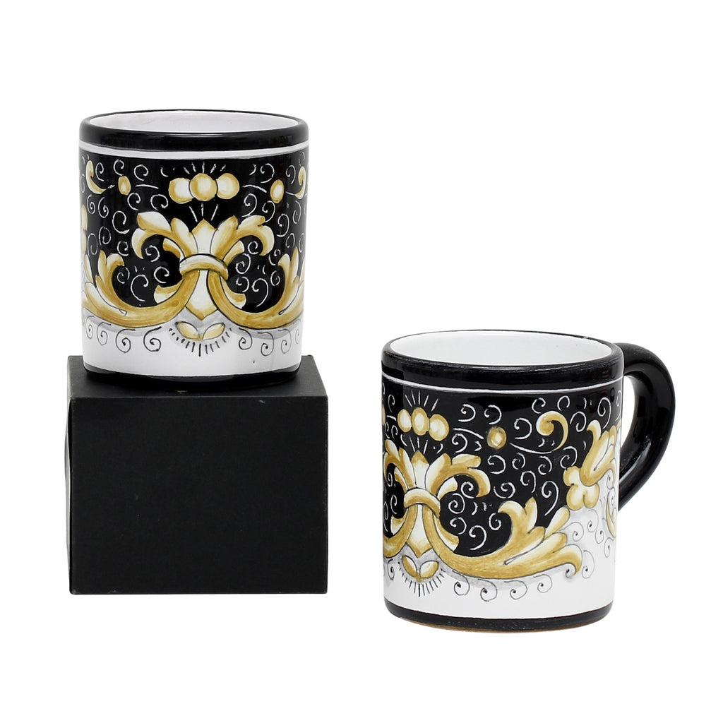 GIFT BOX: With two Deruta Mugs - DERUTA COLORI Black Gold Design - tops-selection.shop