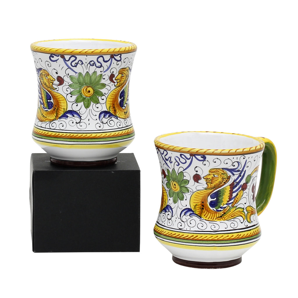 GIFT BOX: With two Deruta Mugs - RAFFAELLESCO DELUXE Concave Design - tops-selection.shop
