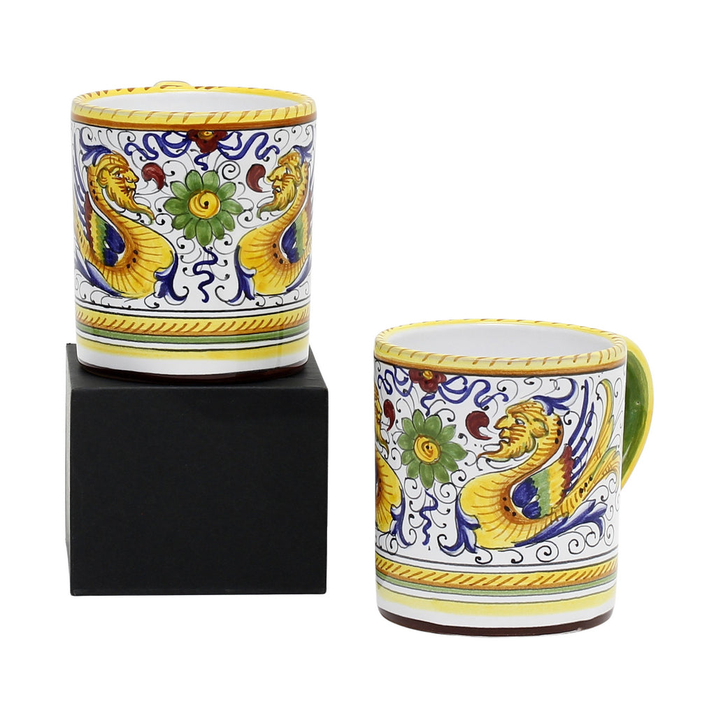 GIFT BOX: With two Deruta Mugs - RAFFAELLESCO DELUXE Design - tops-selection.shop