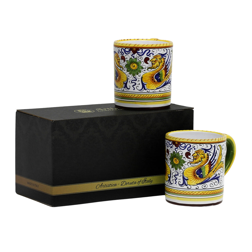 GIFT BOX: With two Deruta Mugs - RAFFAELLESCO DELUXE Design - tops-selection.shop