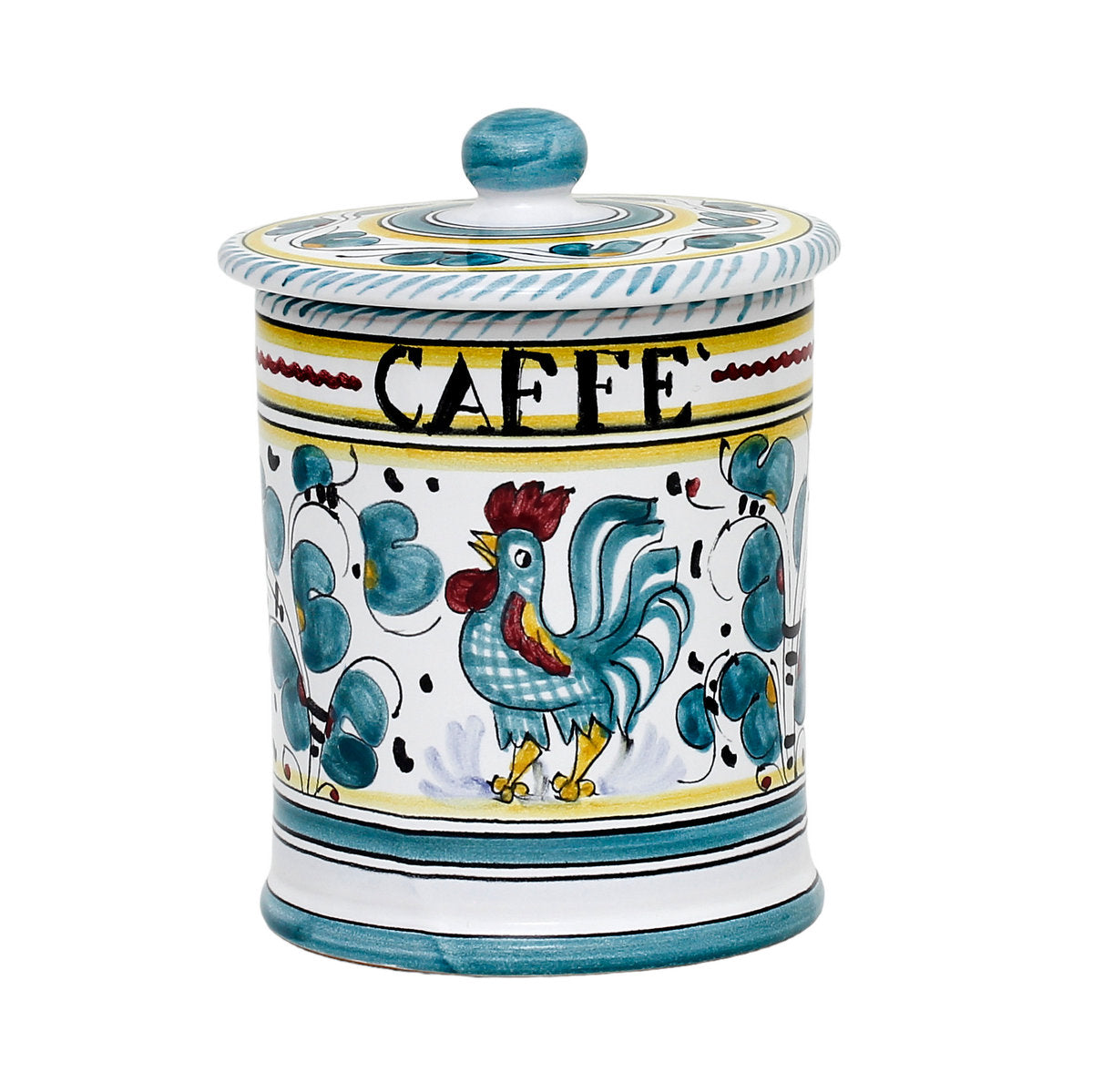 ORVIETO GREEN ROOSTER: Caffe' (Coffee) Container Canister - tops-selection.shop