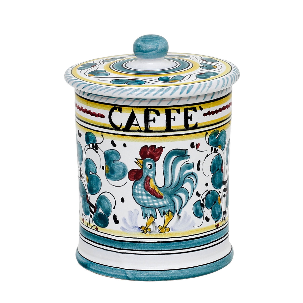 ORVIETO GREEN ROOSTER: Caffe' (Coffee) Container Canister - tops-selection.shop