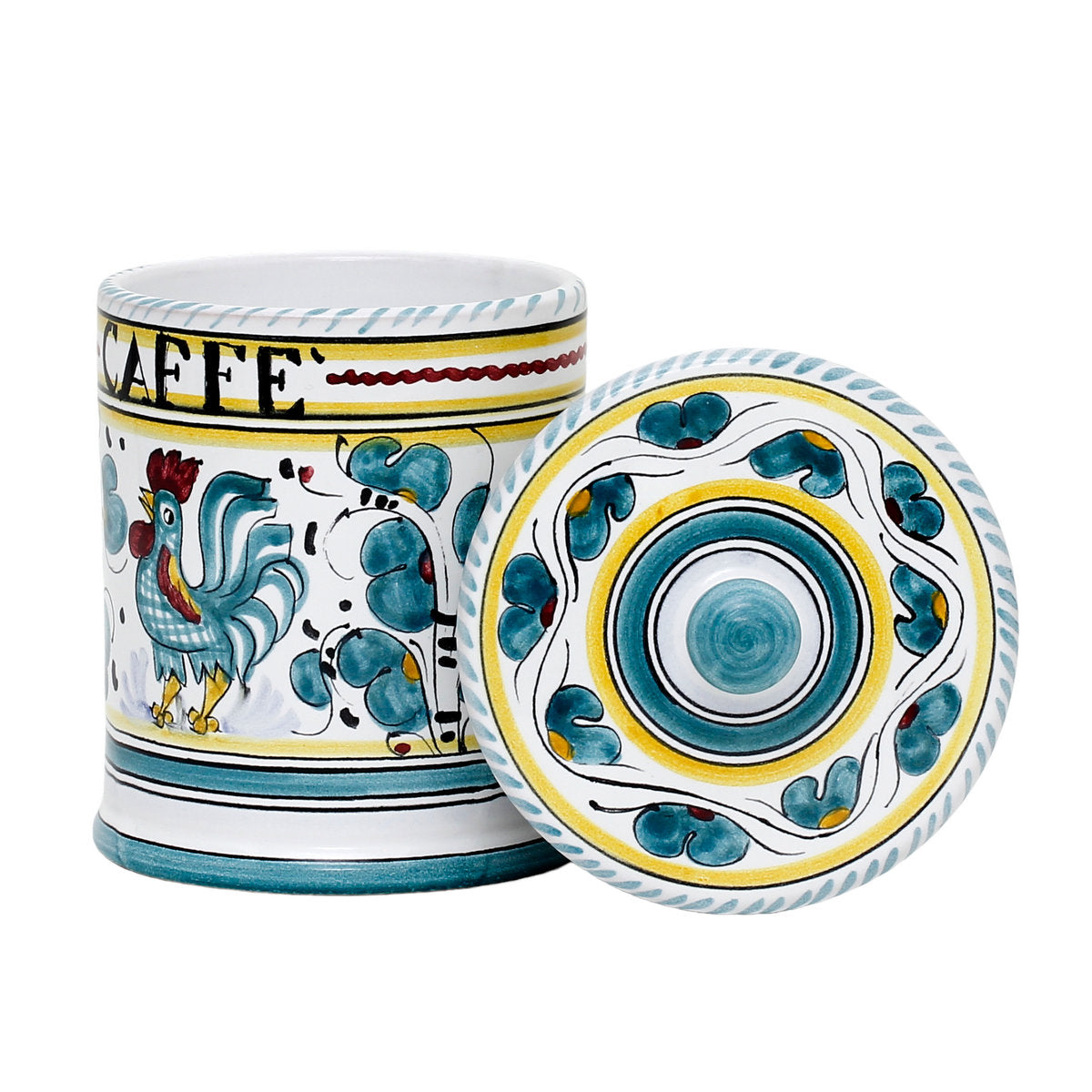 ORVIETO GREEN ROOSTER: Caffe' (Coffee) Container Canister - tops-selection.shop