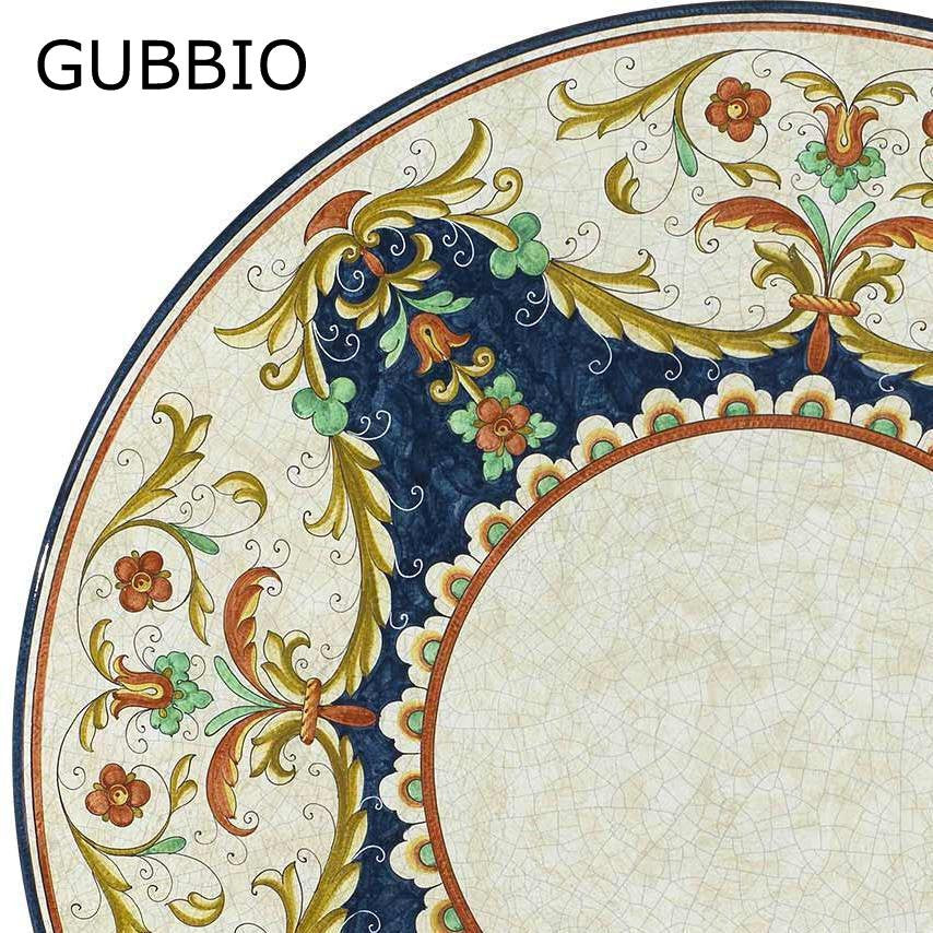 CAFE-BISTRO ROUND TABLE: Ceramic-Stone top on iron base (28" Diam. x 30" High.) in Deruta, Italy. - tops-selection.shop