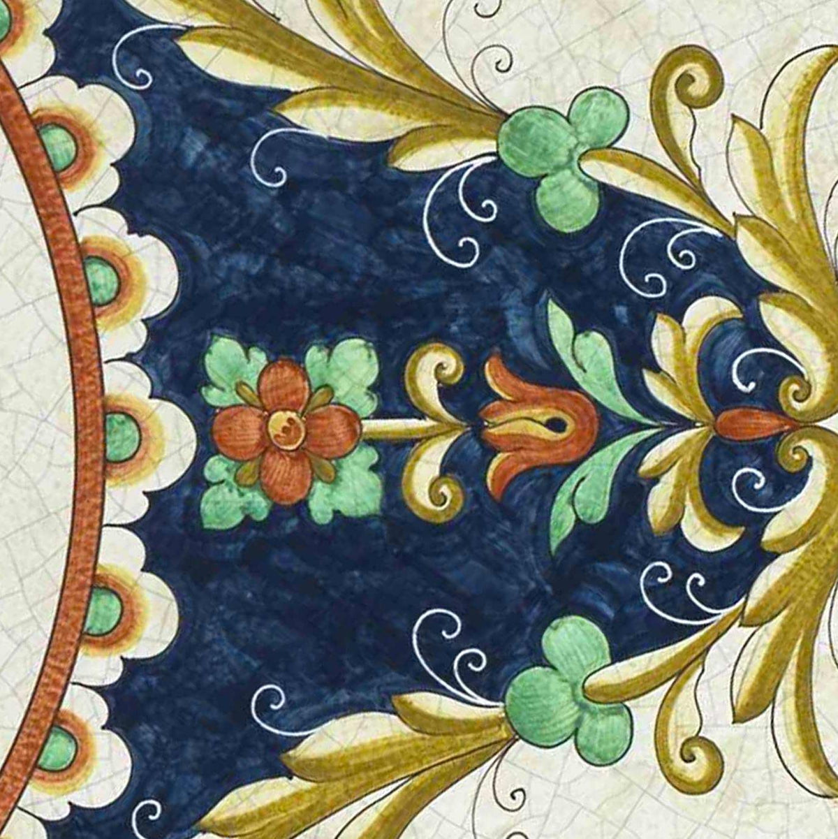 CERAMIC STONE TABLE + IRON BASE: GUBBIO Design^ - Hand Painted in Deruta, Italy. - tops-selection.shop