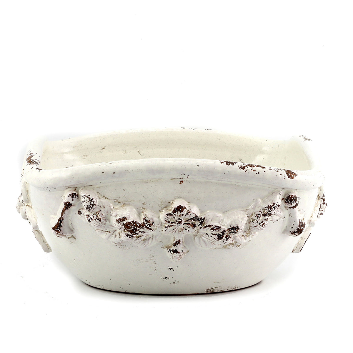 SCAVO ROBBIANA: Squared Centerpiece with Della Robbia bass relief motifs - tops-selection.shop