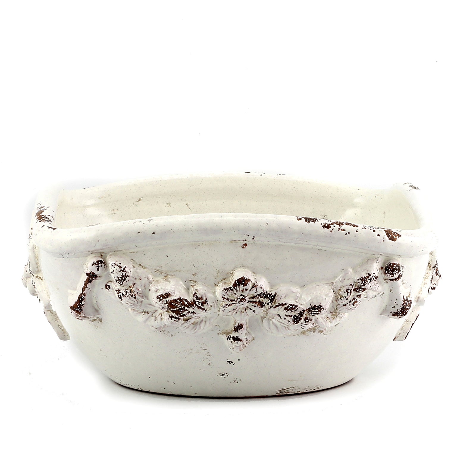 SCAVO ROBBIANA: Squared Centerpiece with Della Robbia bass relief motifs - tops-selection.shop