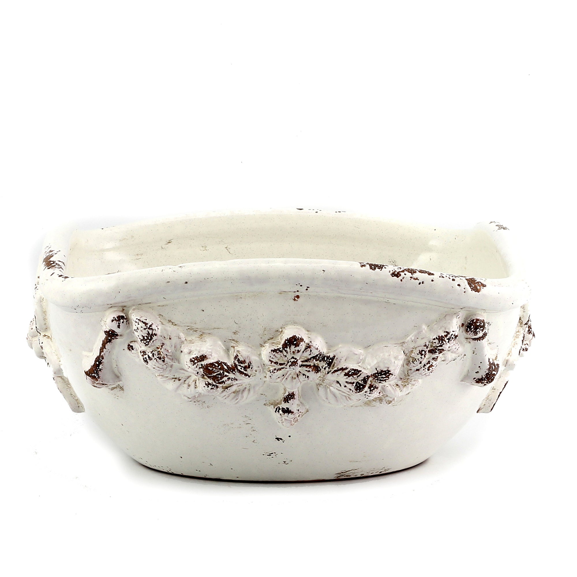 SCAVO ROBBIANA: Squared Centerpiece with Della Robbia bass relief motifs - tops-selection.shop