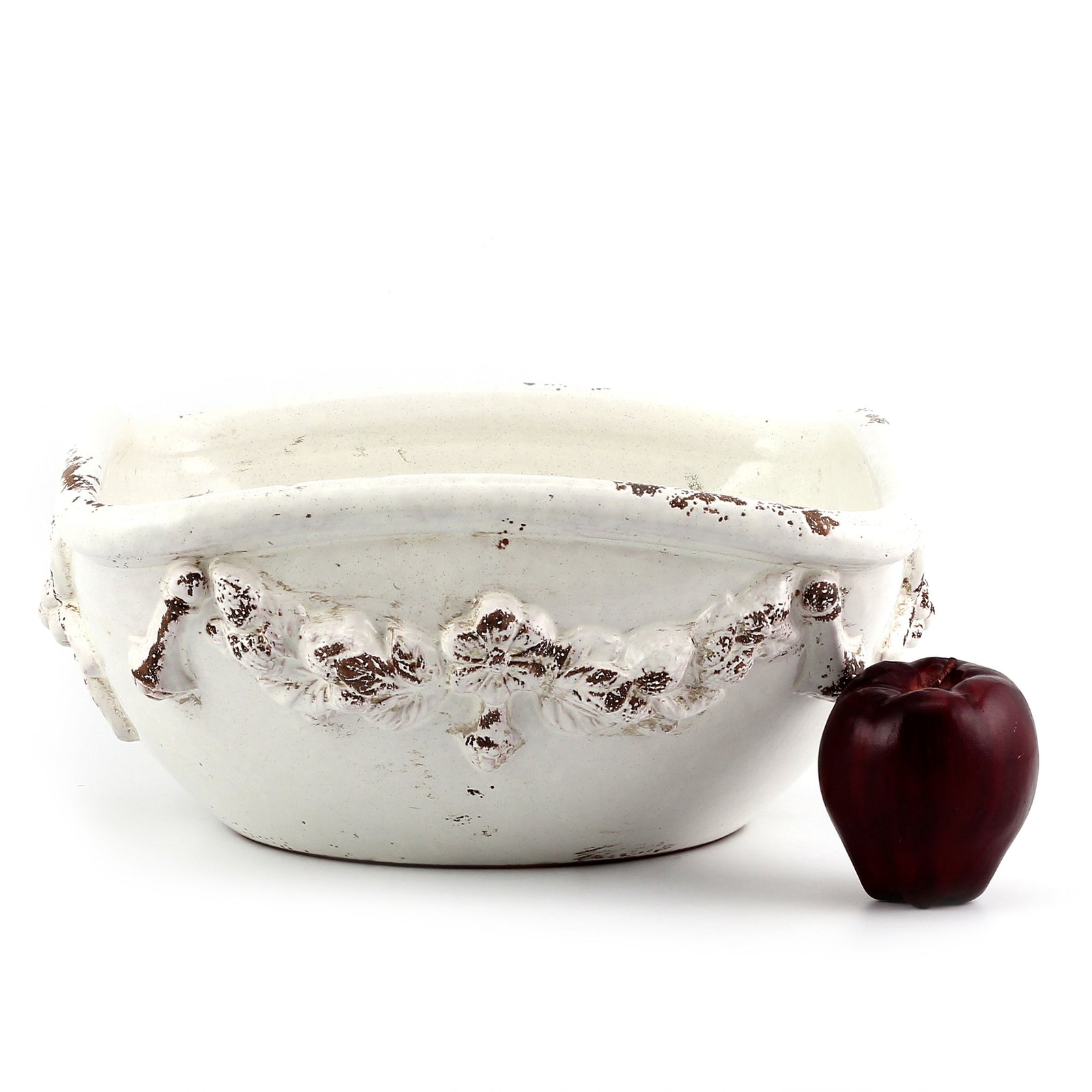 SCAVO ROBBIANA: Squared Centerpiece with Della Robbia bass relief motifs - tops-selection.shop