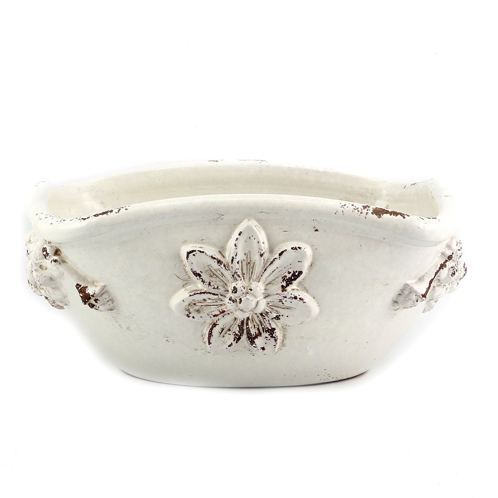 SCAVO ROBBIANA: Squared Centerpiece with Della Robbia bass relief motifs - tops-selection.shop