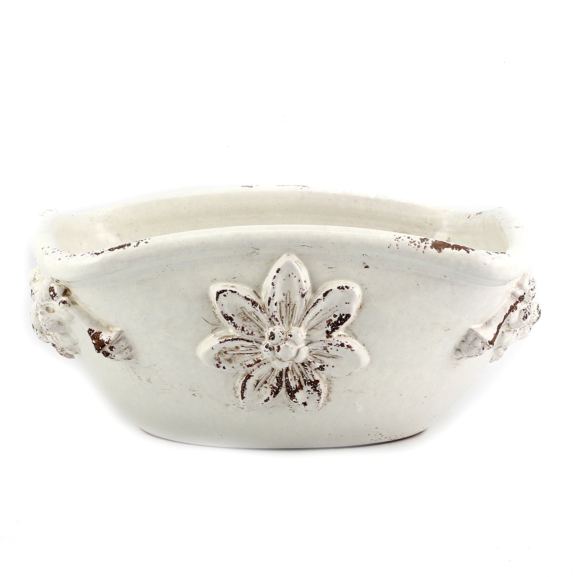 SCAVO ROBBIANA: Squared Centerpiece with Della Robbia bass relief motifs - tops-selection.shop