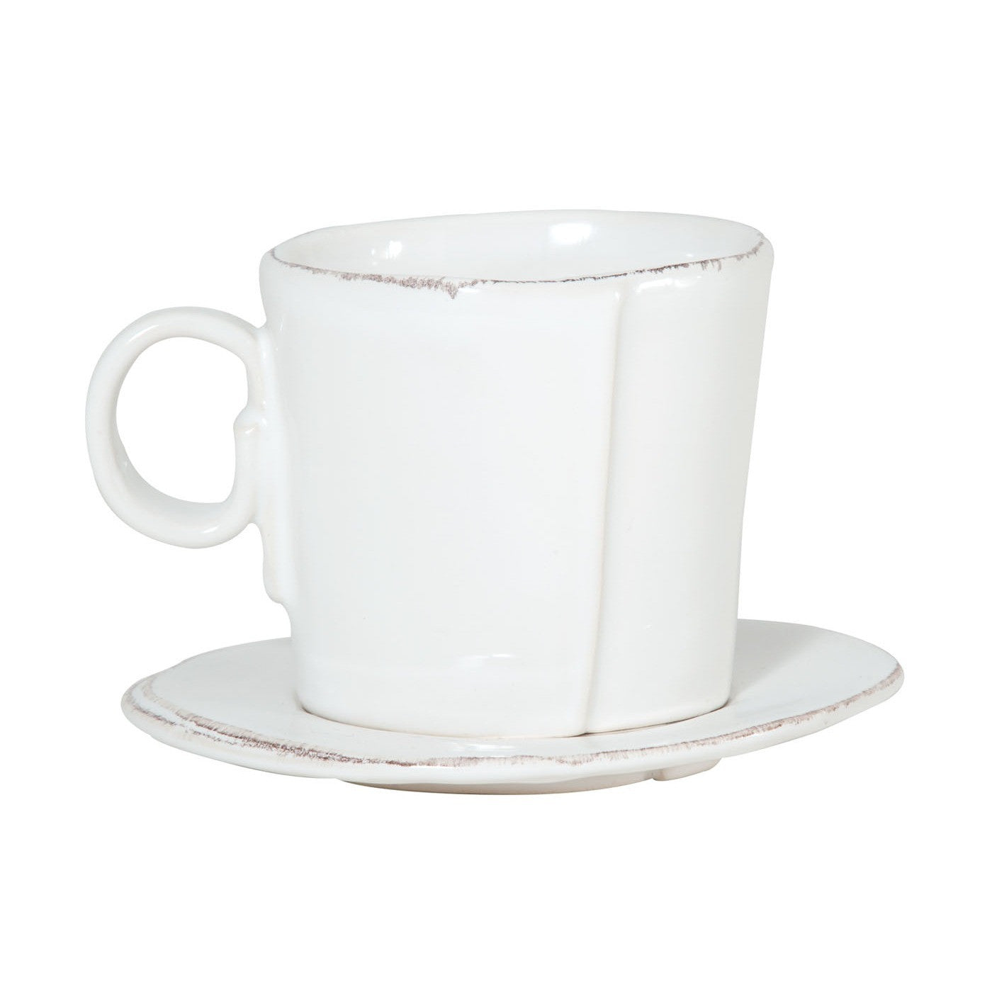 VIETRI: Lastra White Espresso Cup and Saucer - tops-selection.shop