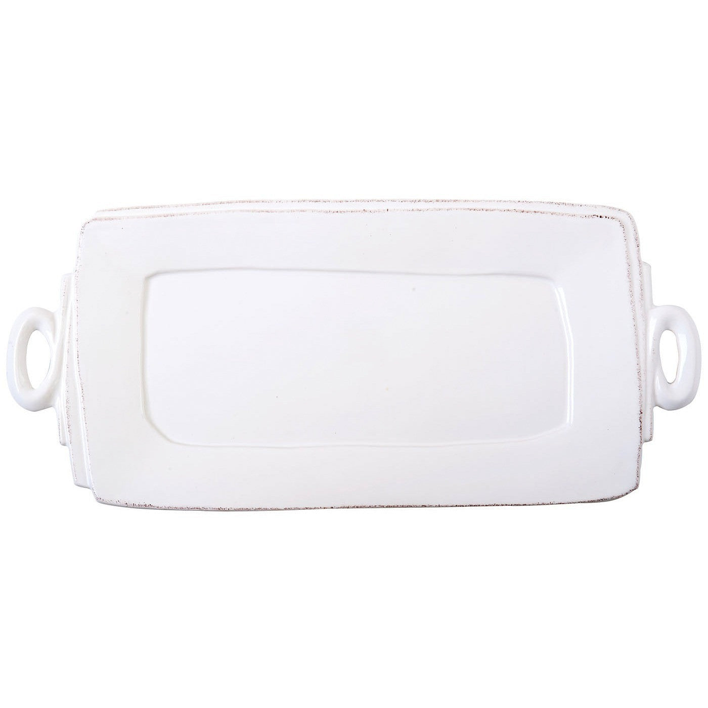 VIETRI: Lastra White Handled Rectangular Platter - tops-selection.shop