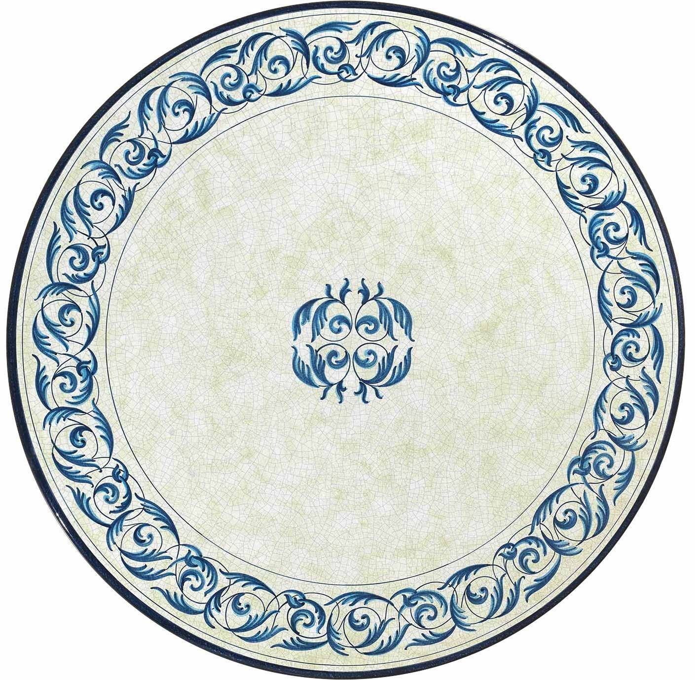 CERAMIC STONE TABLE + IRON BASE: LAS VEGAS Design - Hand Painted in Deruta, Italy. - tops-selection.shop