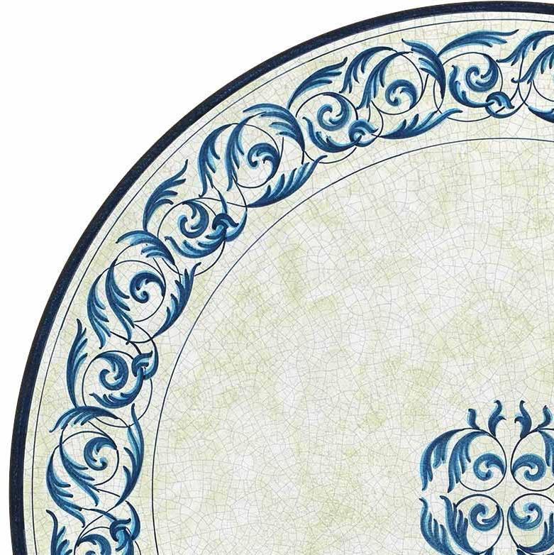 CERAMIC STONE TABLE + IRON BASE: LAS VEGAS Design - Hand Painted in Deruta, Italy. - tops-selection.shop