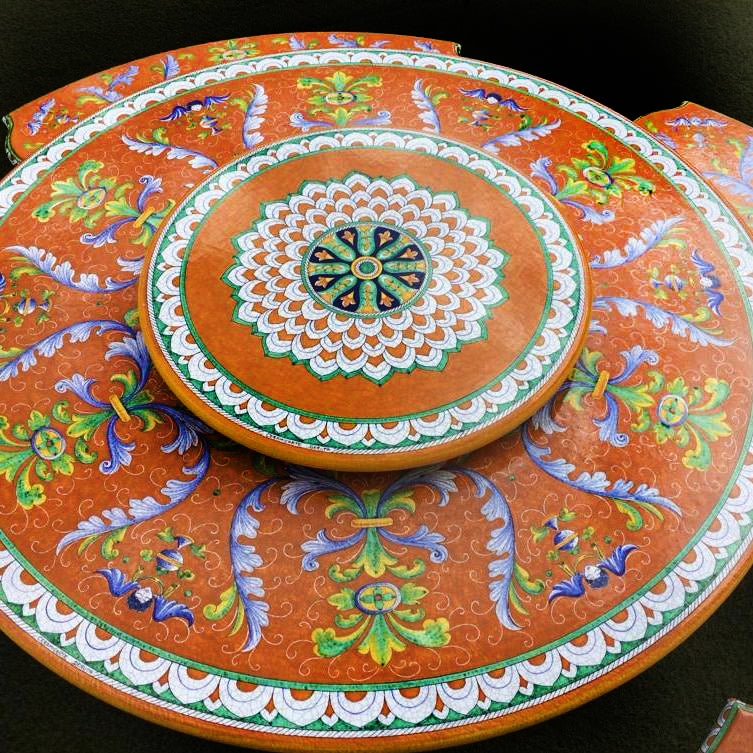 LAZY SUSAN: Ceramic-Stone Rotating Lazy Susan 20" Diam. in Deruta, Italy. - tops-selection.shop
