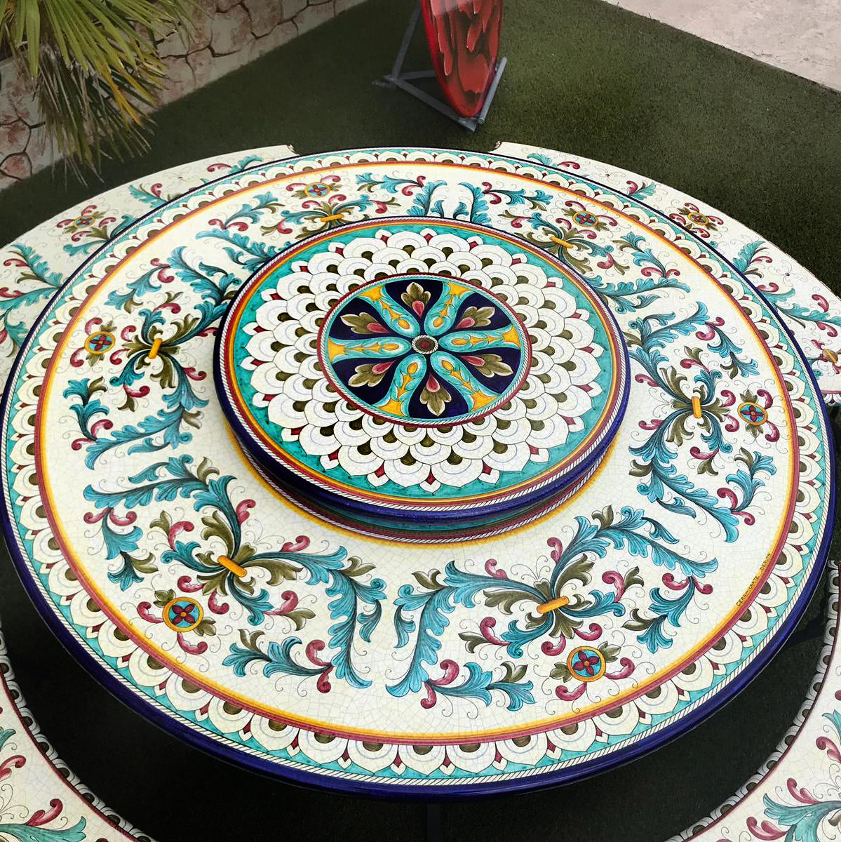 LAZY SUSAN: Ceramic-Stone Rotating Lazy Susan 24" Diam. - tops-selection.shop
