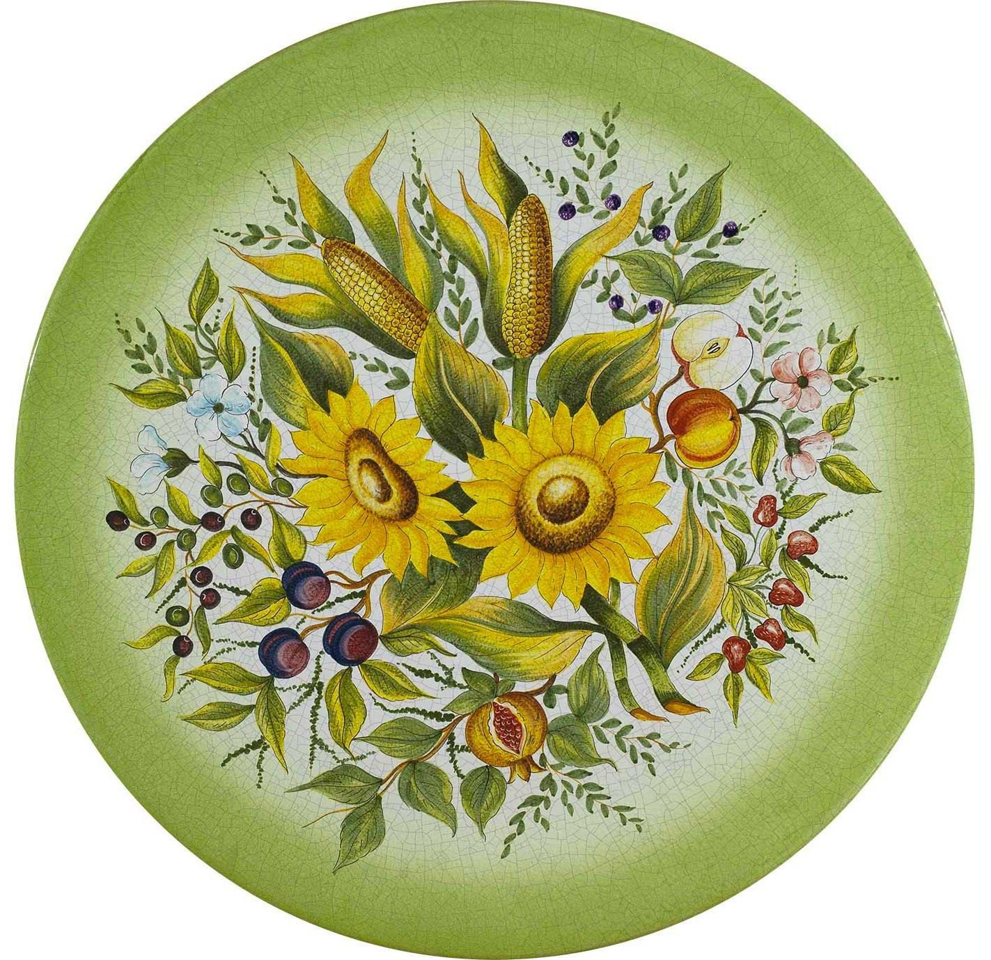 CERAMIC STONE TABLE + IRON BASE: LUCCA Design^ - Hand Painted in Deruta, Italy. - tops-selection.shop