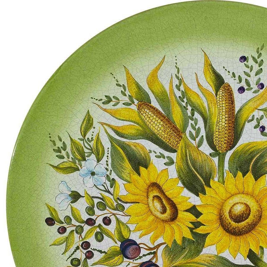 CERAMIC STONE TABLE + IRON BASE: LUCCA Design^ - Hand Painted in Deruta, Italy. - tops-selection.shop