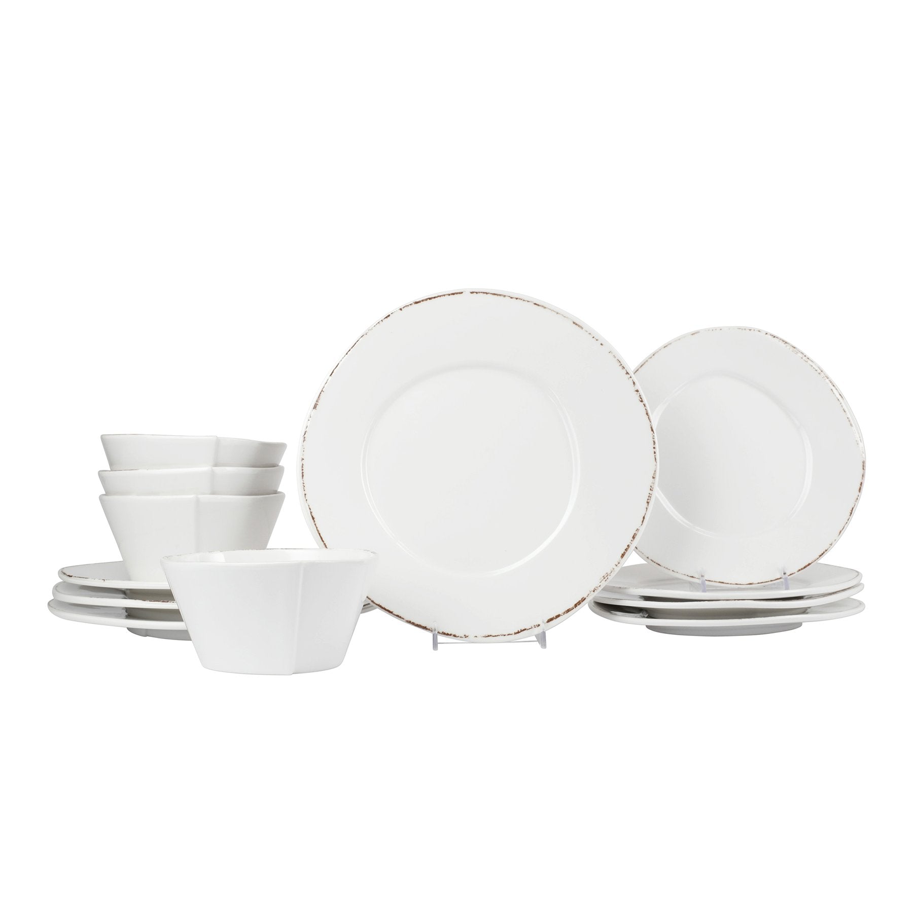 VIETRI: Melamine Lastra White Twelve-Piece Place Setting - tops-selection.shop