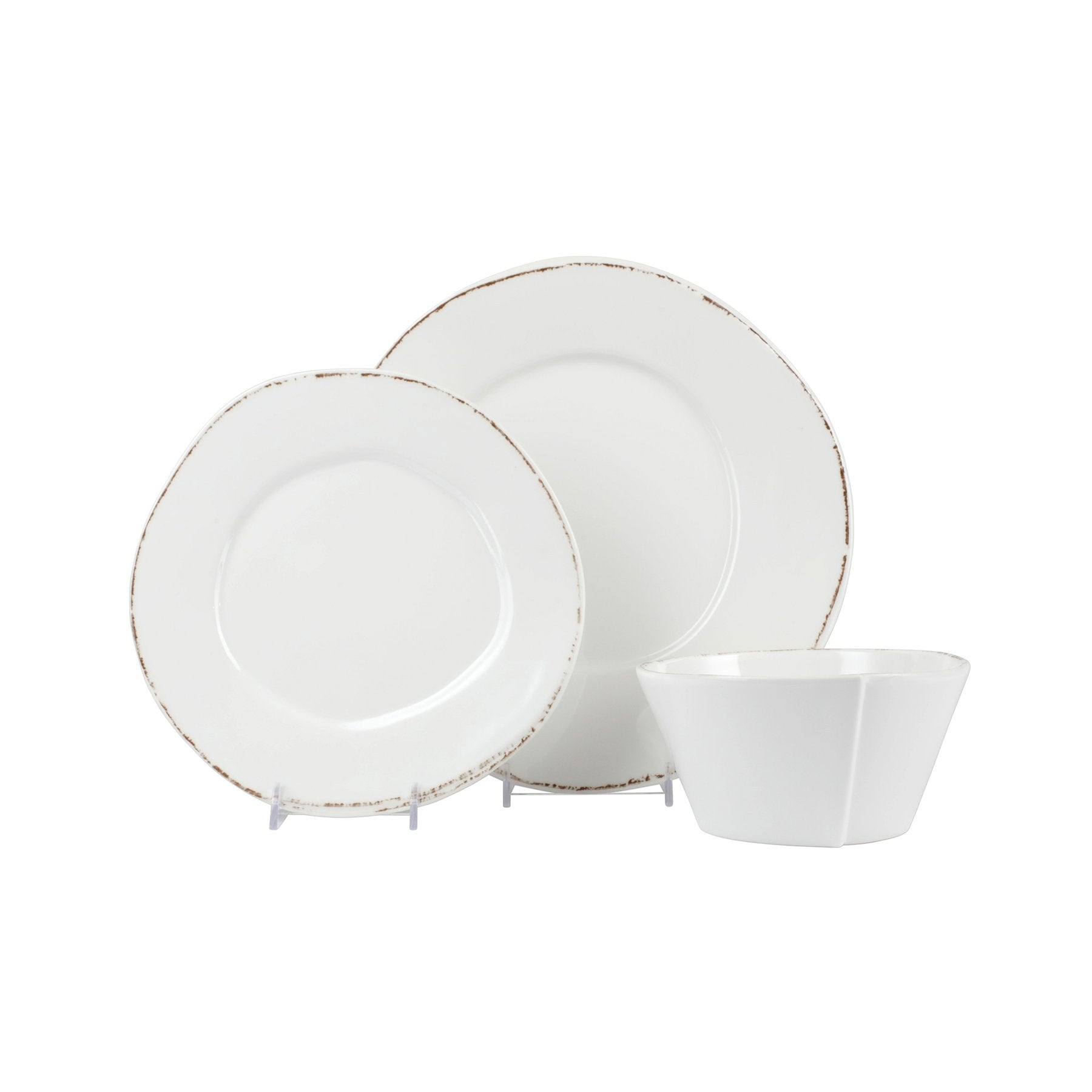 VIETRI: Melamine Lastra White Three-Piece Place Setting - tops-selection.shop