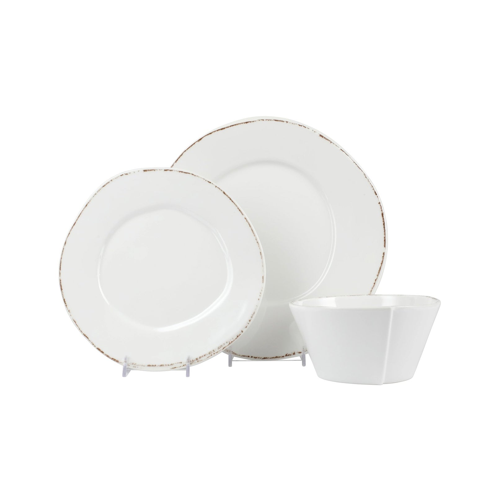VIETRI: Melamine Lastra White Three-Piece Place Setting - tops-selection.shop